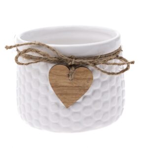 Keramický obal na kvetináč Heart, biela, 11 x 8,8 x 8 cm, kamenné dekorácie na hroby, kvetináč na hrob, kvetinac na hrob, kvetinace na hrob, kvetinac na hrob srdce, kamenné kvetinace na hroby, kvetináč na cintorín, keramické kvetináče na hrob, betonovy kvetinac, betónový kvetináč, kvetinac betonovy, kvetináč betónový, betonovy crepnik, betonovy kvetinac imitacia dreva, betonovy kvetináč, betonovy kochlik