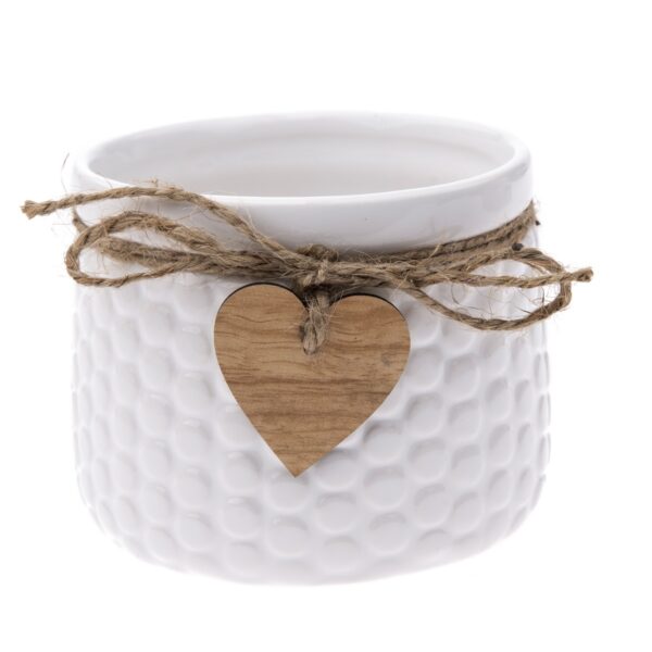 Keramický obal na kvetináč Heart, biela, 11 x 8,8 x 8 cm, kamenné dekorácie na hroby, kvetináč na hrob, kvetinac na hrob, kvetinace na hrob, kvetinac na hrob srdce, kamenné kvetinace na hroby, kvetináč na cintorín, keramické kvetináče na hrob, betonovy kvetinac, betónový kvetináč, kvetinac betonovy, kvetináč betónový, betonovy crepnik, betonovy kvetinac imitacia dreva, betonovy kvetináč, betonovy kochlik