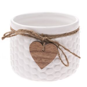 Keramický obal na kvetináč Heart, biela, 12,5 x 9,5 cm, kamenné dekorácie na hroby, kvetináč na hrob, kvetinac na hrob, kvetinace na hrob, kvetinac na hrob srdce, kamenné kvetinace na hroby, kvetináč na cintorín, keramické kvetináče na hrob, betonovy kvetinac, betónový kvetináč, kvetinac betonovy, kvetináč betónový, betonovy crepnik, betonovy kvetinac imitacia dreva, betonovy kvetináč, betonovy kochlik