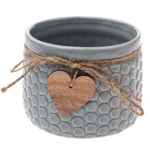 Keramický obal na kvetináč Heart, sivá, 12,5 x 9,5 x 9 cm, kamenné dekorácie na hroby, kvetináč na hrob, kvetinac na hrob, kvetinace na hrob, kvetinac na hrob srdce, kamenné kvetinace na hroby, kvetináč na cintorín, keramické kvetináče na hrob, betonovy kvetinac, betónový kvetináč, kvetinac betonovy, kvetináč betónový, betonovy crepnik, betonovy kvetinac imitacia dreva, betonovy kvetináč, betonovy kochlik