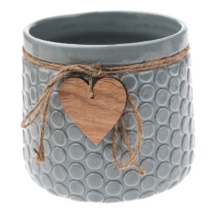 Keramický obal na kvetináč Heart, sivá, 12,5 x 14 cm, kamenné dekorácie na hroby, kvetináč na hrob, kvetinac na hrob, kvetinace na hrob, kvetinac na hrob srdce, kamenné kvetinace na hroby, kvetináč na cintorín, keramické kvetináče na hrob, betonovy kvetinac, betónový kvetináč, kvetinac betonovy, kvetináč betónový, betonovy crepnik, betonovy kvetinac imitacia dreva, betonovy kvetináč, betonovy kochlik