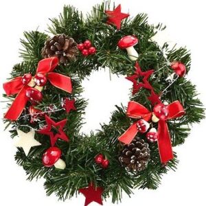 DOMMIO Vianočný veniec – s muchotrávkami, 30 cm, umelé kvety na hrob, umele kvety na hrob, umelé kvety na hroby, lacne umele kvety na hrob, umele kytice na hrob, umele kytice na hroby, umelé ikebany na hrob, umele ikebany na hroby, umele ikebany na hrob, kvety na hrob umele, kytice na hroby umele