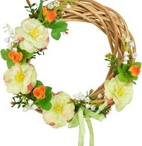 DOMMIO Prútený venček so žltou kaméliou, umelé kvety na hrob, umele kvety na hrob, umelé kvety na hroby, lacne umele kvety na hrob, umele kytice na hrob, umele kytice na hroby, umelé ikebany na hrob, umele ikebany na hroby, umele ikebany na hrob, kvety na hrob umele, kytice na hroby umele