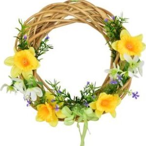 DOMMIO Prútený venček so žltými narcismi, umelé kvety na hrob, umele kvety na hrob, umelé kvety na hroby, lacne umele kvety na hrob, umele kytice na hrob, umele kytice na hroby, umelé ikebany na hrob, umele ikebany na hroby, umele ikebany na hrob, kvety na hrob umele, kytice na hroby umele