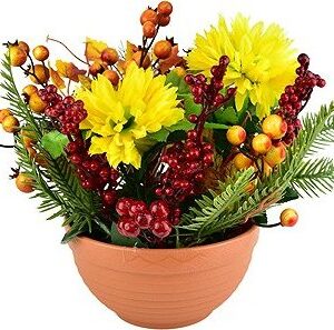 DOMMIO Podzimní miska se žlutými chryzantémami 25 × 25 cm, umelé chryzantémy, umele chryzantemy, chryzantémy na hrob, chryzantémy eshop, chryzantémy predaj, chryzantéma predaj, chryzantémy v črepníku, mrazuvzdorné chryzantémy, mrazuvzdorné chryzantémy predaj, chryzantémy biele, biele chryzantémy, zelené chryzantémy, chryzantemy v kvetinaci