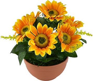 DOMMIO Slnečnice 7 kvetov v terakotovej miske, priemer 24/26 cm, umelé kvety na hrob, umele kvety na hrob, umelé kvety na hroby, lacne umele kvety na hrob, umele kytice na hrob, umele kytice na hroby, umelé ikebany na hrob, umele ikebany na hroby, umele ikebany na hrob, kvety na hrob umele, kytice na hroby umele