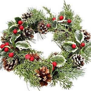 DOMMIO Vianočný veniec – šiškový s cezmínou, 26 cm, umelé kvety na hrob, umele kvety na hrob, umelé kvety na hroby, lacne umele kvety na hrob, umele kytice na hrob, umele kytice na hroby, umelé ikebany na hrob, umele ikebany na hroby, umele ikebany na hrob, kvety na hrob umele, kytice na hroby umele