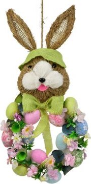 DOMMIO Veľkonočná dekorácia – Veniec so zajacom a vajíčkami, zelený, 57 × 25 cm, umelé kvety na hrob, umele kvety na hrob, umelé kvety na hroby, lacne umele kvety na hrob, umele kytice na hrob, umele kytice na hroby, umelé ikebany na hrob, umele ikebany na hroby, umele ikebany na hrob, kvety na hrob umele, kytice na hroby umele