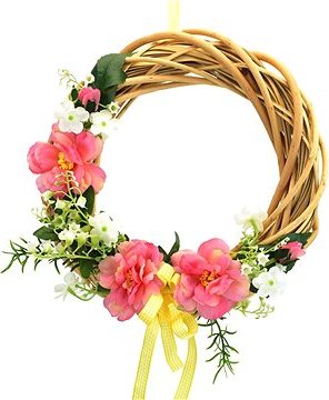 DOMMIO Veľkonočná dekorácia – Prútený venček s jarnou dekoráciou, ružový, 25 cm, umelé kvety na hrob, umele kvety na hrob, umelé kvety na hroby, lacne umele kvety na hrob, umele kytice na hrob, umele kytice na hroby, umelé ikebany na hrob, umele ikebany na hroby, umele ikebany na hrob, kvety na hrob umele, kytice na hroby umele