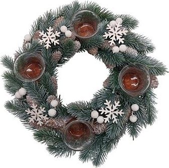 GOBA Vianočný veniec – ihličie a vločky, 35 cm, umelé kvety na hrob, umele kvety na hrob, umelé kvety na hroby, lacne umele kvety na hrob, umele kytice na hrob, umele kytice na hroby, umelé ikebany na hrob, umele ikebany na hroby, umele ikebany na hrob, kvety na hrob umele, kytice na hroby umele