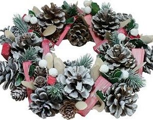 GOBA Vianočný veniec – ružový, 32 cm, umelé kvety na hrob, umele kvety na hrob, umelé kvety na hroby, lacne umele kvety na hrob, umele kytice na hrob, umele kytice na hroby, umelé ikebany na hrob, umele ikebany na hroby, umele ikebany na hrob, kvety na hrob umele, kytice na hroby umele