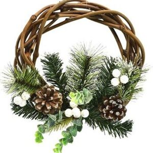 DOMMIO Vianočný veniec – prútený zasnežený, 25 cm, umelé kvety na hrob, umele kvety na hrob, umelé kvety na hroby, lacne umele kvety na hrob, umele kytice na hrob, umele kytice na hroby, umelé ikebany na hrob, umele ikebany na hroby, umele ikebany na hrob, kvety na hrob umele, kytice na hroby umele