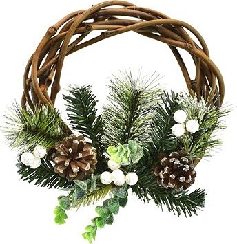 DOMMIO Vianočný veniec – prútený zasnežený, 25 cm, umelé kvety na hrob, umele kvety na hrob, umelé kvety na hroby, lacne umele kvety na hrob, umele kytice na hrob, umele kytice na hroby, umelé ikebany na hrob, umele ikebany na hroby, umele ikebany na hrob, kvety na hrob umele, kytice na hroby umele