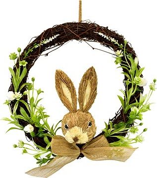 DOMMIO Veľkonočná dekorácia – Prútený veniec so zajacom, priemer 30 cm, umelé kvety na hrob, umele kvety na hrob, umelé kvety na hroby, lacne umele kvety na hrob, umele kytice na hrob, umele kytice na hroby, umelé ikebany na hrob, umele ikebany na hroby, umele ikebany na hrob, kvety na hrob umele, kytice na hroby umele