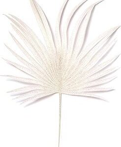 Súprava 2 ks dekorácií: Dekoračné listy biele s trblietkami 44 cm, umelé kvety na hrob, umele kvety na hrob, umelé kvety na hroby, lacne umele kvety na hrob, umele kytice na hrob, umele kytice na hroby, umelé ikebany na hrob, umele ikebany na hroby, umele ikebany na hrob, kvety na hrob umele, kytice na hroby umele