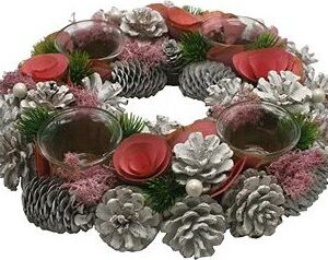 GOBA Vianočný veniec – ružové Vianoce, 32 cm, umelé kvety na hrob, umele kvety na hrob, umelé kvety na hroby, lacne umele kvety na hrob, umele kytice na hrob, umele kytice na hroby, umelé ikebany na hrob, umele ikebany na hroby, umele ikebany na hrob, kvety na hrob umele, kytice na hroby umele