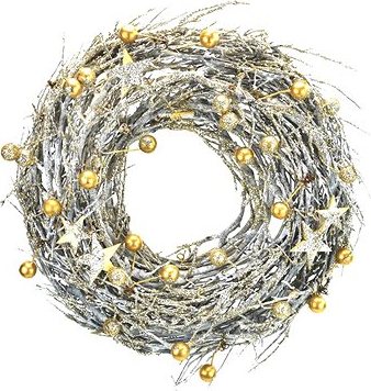 DOMMIO Vianočný veniec – prútený so zlatými guľôčkami, 26 cm, umelé kvety na hrob, umele kvety na hrob, umelé kvety na hroby, lacne umele kvety na hrob, umele kytice na hrob, umele kytice na hroby, umelé ikebany na hrob, umele ikebany na hroby, umele ikebany na hrob, kvety na hrob umele, kytice na hroby umele